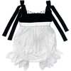 Audrey Black Velour Top and White Tulle Romper - Rompers - 1 - thumbnail