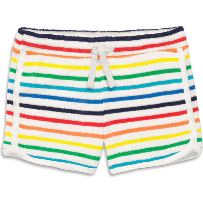 Towel Terry Short In Rainbow Stripe, Ivory Bright Rainbow Stripe - Shorts - 1