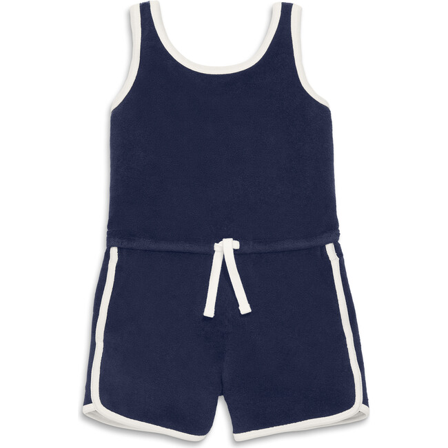 Towel Terry Romper, Navy - Rompers - 1