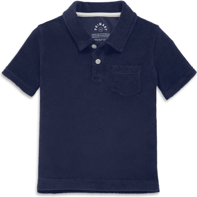 Towel Terry Short Sleeve Polo, Navy - Polo Shirts - 1