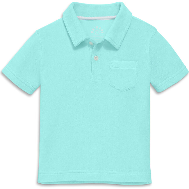 Towel Terry Short Sleeve Polo, Mist - Polo Shirts - 1