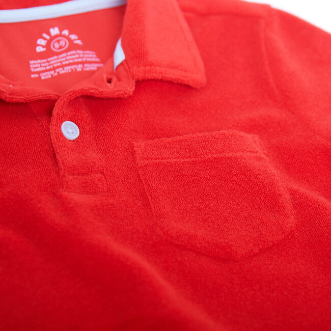Towel Terry Short Sleeve Polo, Tomato - Polo Shirts - 2