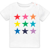 Baby Rainbow Star Tee, White Multi Star - T-Shirts - 1 - thumbnail