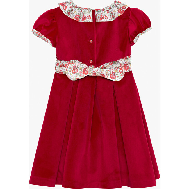 Liberty Print Felicite Velvet Party Dress, Red & Felicite - Dresses - 3