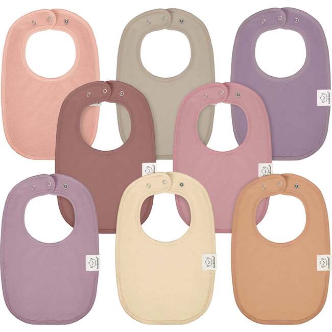 8-Pack Urban Drool Bibs Set for Baby Boys and Girls, Mauve