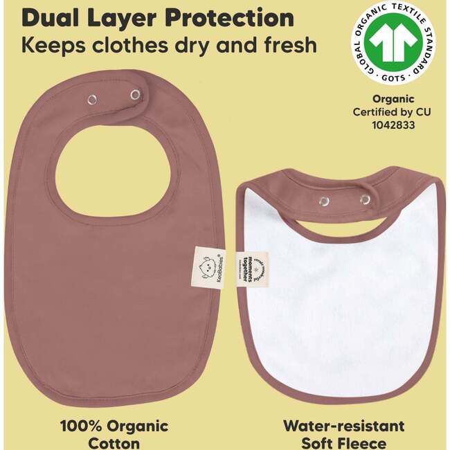 8-Pack Urban Drool Bibs Set for Baby Boys and Girls, Mauve - Bibs - 3