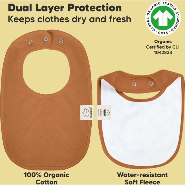 8-Pack Urban Drool Bibs Set for Baby Boys and Girls, Terracotta - Bibs - 3