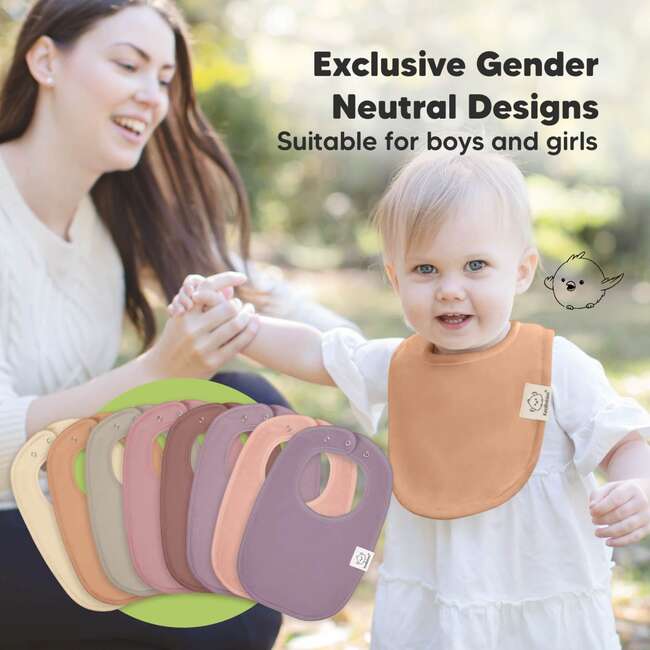 8-Pack Urban Drool Bibs Set for Baby Boys and Girls, Mauve - Bibs - 6
