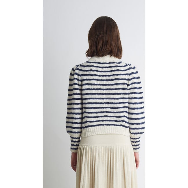 Women's Kate Stripe Sweater, Ivory & Navy Stripe - Sweaters - 3