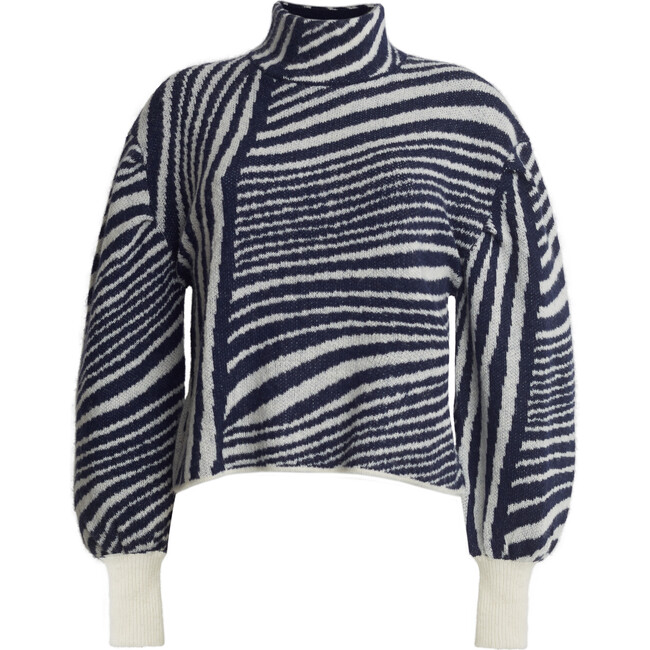 Women's Faith Sweater, Ivory/Navy Combo