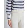 Women's Kate Stripe Sweater, Ivory & Navy Stripe - Sweaters - 6