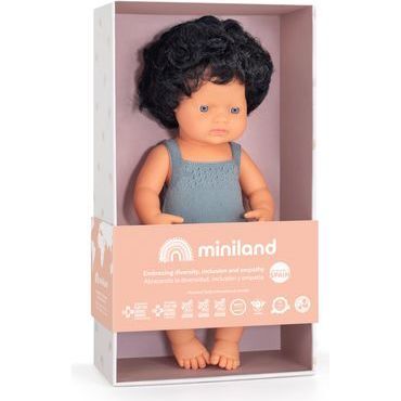 Colourful Edition Collection - Baby Doll Caucasian Curly Black Hair Boy 15'' (grey rompers) - Dolls - 4