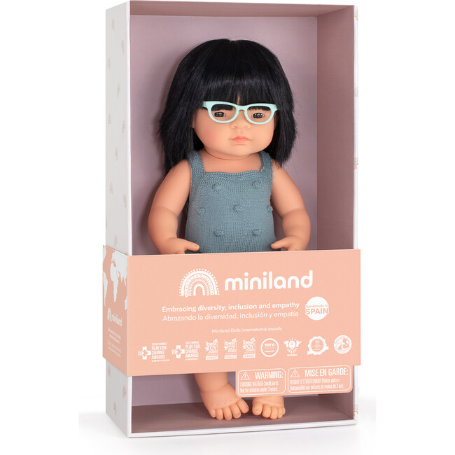 Colourful Edition Collection - Baby Doll Asian Girl with Glasses 15” (lead color rompers) - Dolls - 2