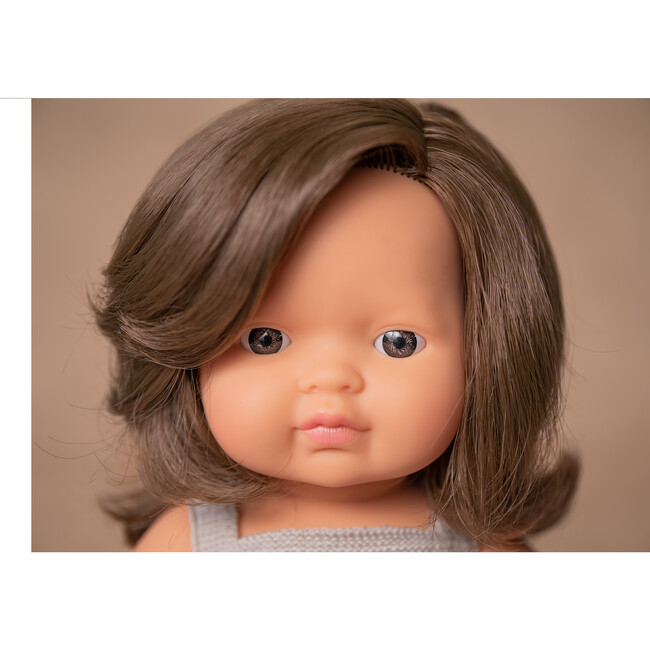 Colourful Edition Collection - Baby Doll Caucasian Brown Hair Girl 15" (grey rompers) - Dolls - 3