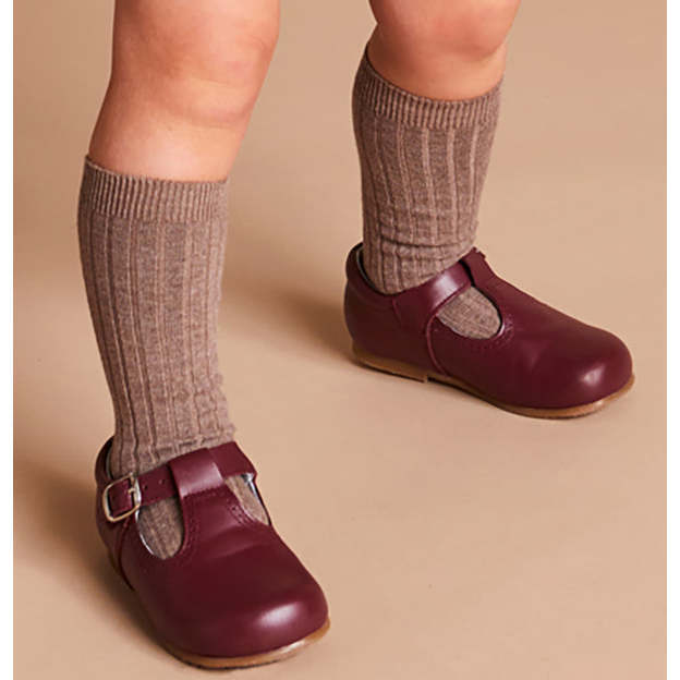 T-Bar Baby Shoes, Burgundy - T-Straps - 3