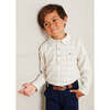 Polo Collar Long Sleeve Shirt, Brown - Shirts - 2