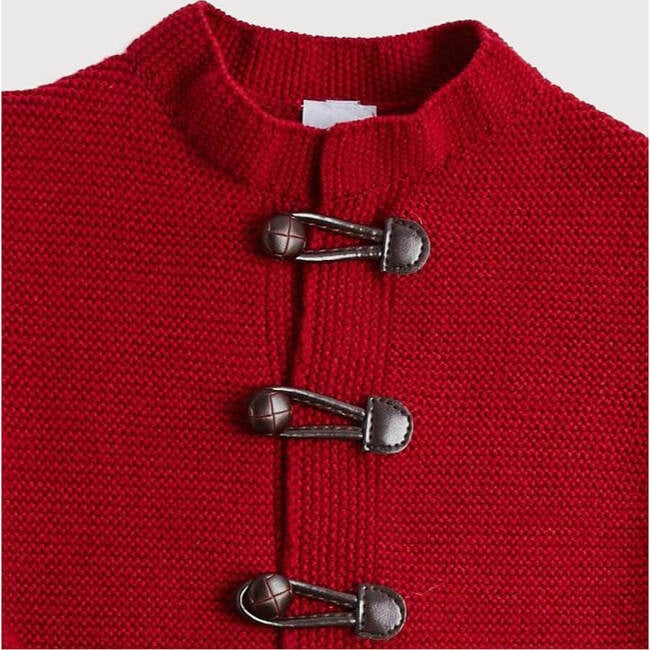 Toggle Fastening Knitted Cardigan, Red - Cardigans - 3