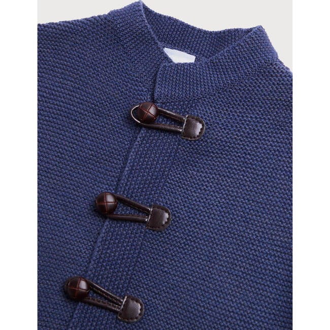 Toggle Fastening Knitted Cardigan, Blue - Cardigans - 3