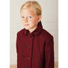 Traditional Double Breasted Coat, Burgundy - Coats - 3