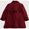 Traditional Double Breasted Coat, Burgundy - Coats - 4