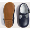 Leather T-Bar Baby Shoes, Navy - T-Straps - 2