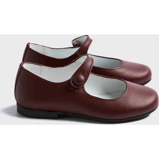 Leather Mary Jane Shoes, Burgundy - Mary Janes - 2