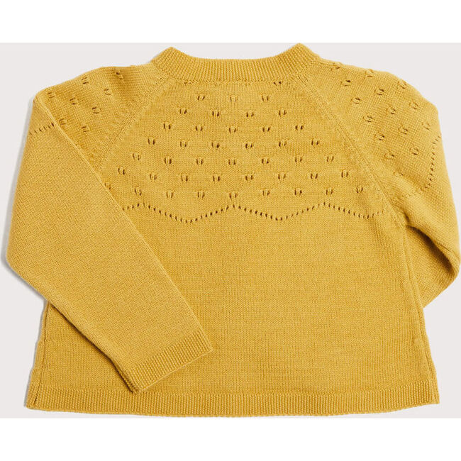 Openwork Buttoned Cardigan, Mustard - Cardigans - 4