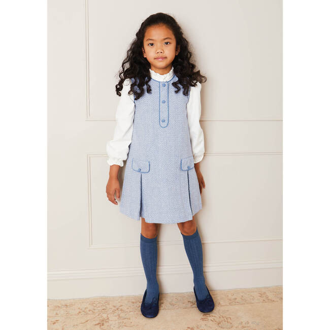 Jaqcuard Sleeveless Pinafore Dress, French Blue