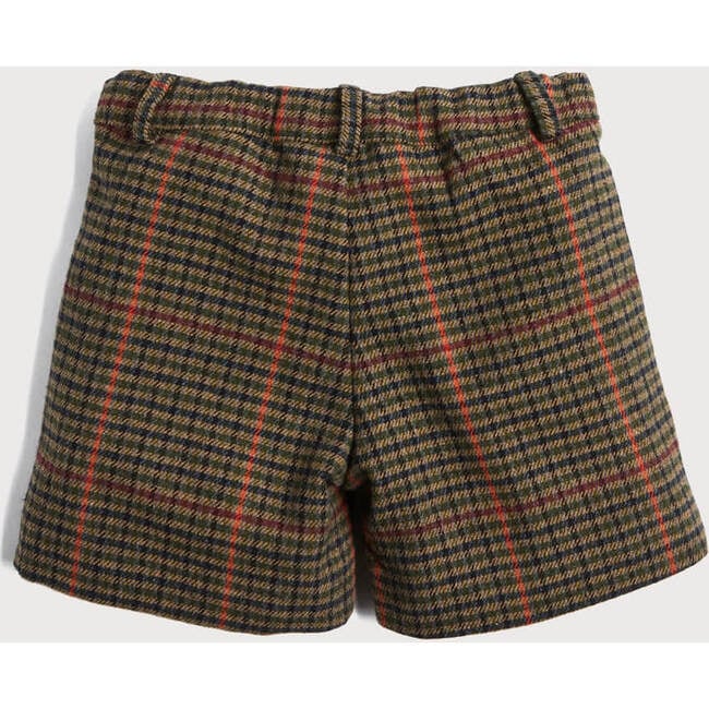 Houndstooth Leather Button Shorts, Brown - Shorts - 2