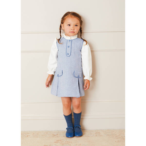 Jaqcuard Sleeveless Pinafore Dress, French Blue