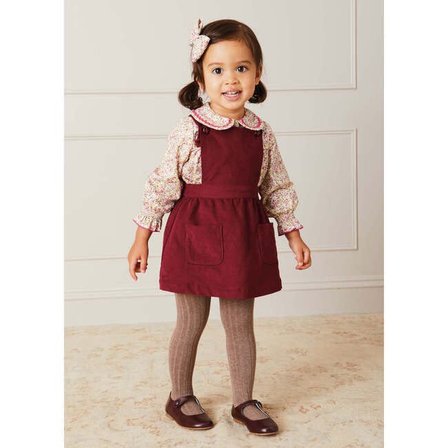 Floral Frill Collar Long Sleeve Blouse, Pink - Blouses - 2
