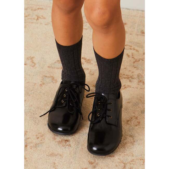 Leather Lace-Up Shoes, Black - Lace-Ups - 6