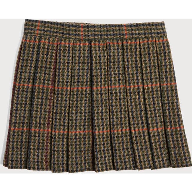 Checked Tweed Pleated Leather Buckled Kilt, Brown - Skirts - 7