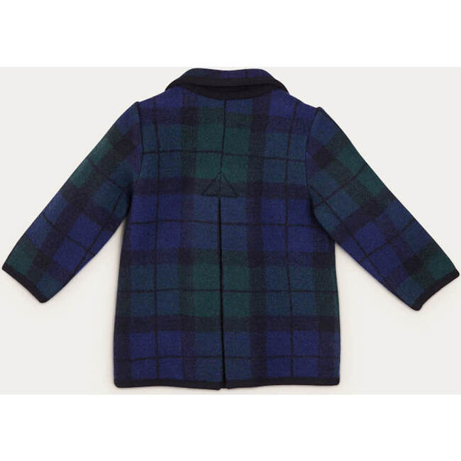 Check Double Breasted Coat, Navy - Coats - 2