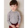 Checked Peter Pan Collar Long Sleeve Shirt, Beige - Shirts - 2