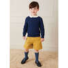 Cable Detail Crew Neck Jumper, Navy - Sweaters - 2