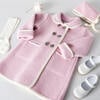 Austrian Double Breasted Contrast Trim Baby Coat, Baby Pink & White - Coats - 2