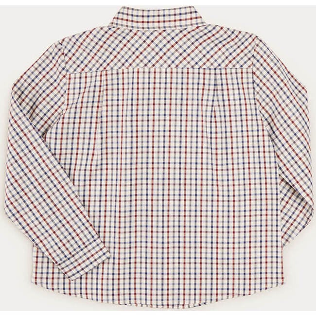 Checked Polo Collar Long Sleeve Shirt, Beige - Shirts - 4