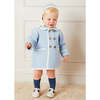 Austrian Double Breasted Wool Baby Coat, Blue - Coats - 2