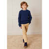 Cable Detail Crew Neck Jumper, Navy - Sweaters - 3