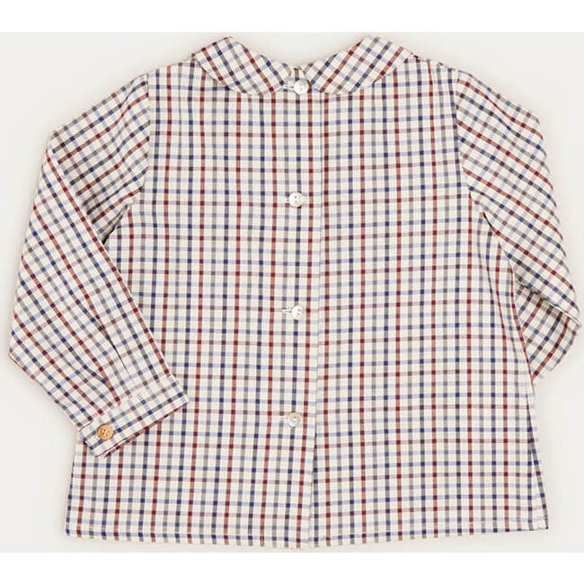 Checked Peter Pan Collar Long Sleeve Shirt, Beige - Shirts - 4