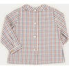 Checked Peter Pan Collar Long Sleeve Shirt, Beige - Shirts - 4