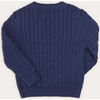 Cable Detail Crew Neck Jumper, Navy - Sweaters - 4
