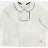 Checked Peter Pan Collar Long Sleeve Shirt, Beige - Shirts - 5