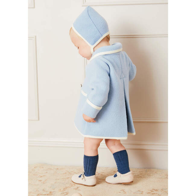 Austrian Double Breasted Wool Baby Coat, Blue - Coats - 3