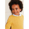 Cable Detail Crew Neck Jumper, Mustard Yellow - Sweaters - 3