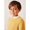 Cable Detail Crew Neck Jumper, Mustard Yellow - Sweaters - 5