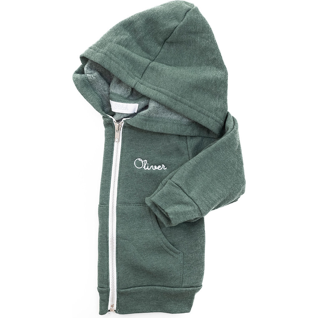Hooded Zip-up Sweatshirt, Forest Green - Sweatshirts - 1