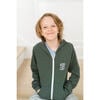 Hooded Zip-up Sweatshirt Retro Initial, Forest Green - Sweatshirts - 2