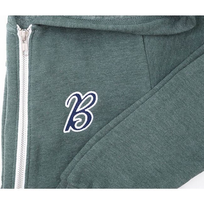 Hooded Zip-up Sweatshirt Retro Initial, Forest Green - Sweatshirts - 3